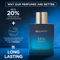 Bella Vita Luxury Skai Aquatic Eau De Cologne (3.48 fl. Oz.) Unisex Perfume for Women & men, Made with Bergamot, Pink Pepper, Long Lasting + Clean & Natural + Cruelty Free Ingredients