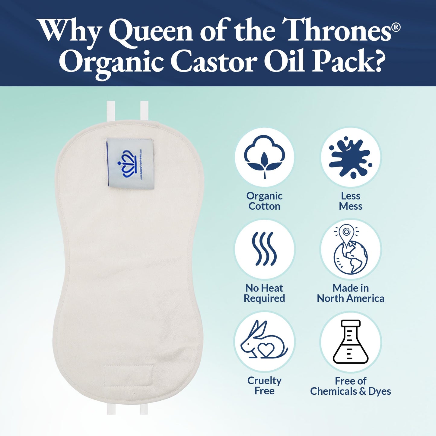 QUEEN OF THE THRONES Kids Castor Oil Pack - Organic Cotton Flannel (3.38oz Organic Castor Oil Included)