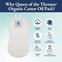 QUEEN OF THE THRONES Kids Castor Oil Pack - Organic Cotton Flannel (3.38oz Organic Castor Oil Included)