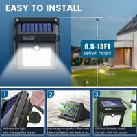 BAXIA TECHNOLOGY Solar Outdoor Lights Wireless Security Motion Sensor Outdoor Lights Solar Lights Outdoor Waterproof for Front Door,Backyard,Steps,Garage,Garden (400LM,4 Packs)