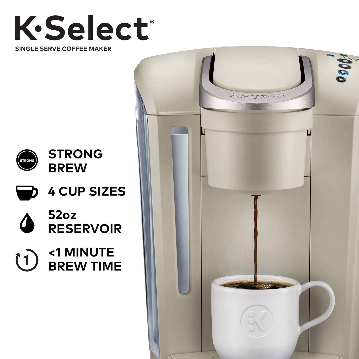 Keurig K-Select Single-Serve K-Cup Pod Coffee Maker, Sandstone