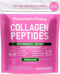 Physician's CHOICE Collagen Peptides Powder w/Digestive Enzymes - Hydrolyzed Protein - Type I & III - Keto Collagen Powder for Women & Men - Hair, Skin, Joints, Workout Recovery - Grass Fed - Non-GMO