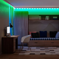 Monster 100ft Multicolor RGB LED Light Strip, Customizable Indoor with Remote Control, Adhesive Backing