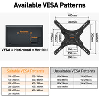 ELIVED UL Listed TV Wall Mount for Most 26-60 Inch TVs, Swivel and Tilt Full Motion TV Mount with Single Stud Perfect Center Design, Wall Mount TV Bracket Max VESA 400x400mm, Holds up to 88 lbs.