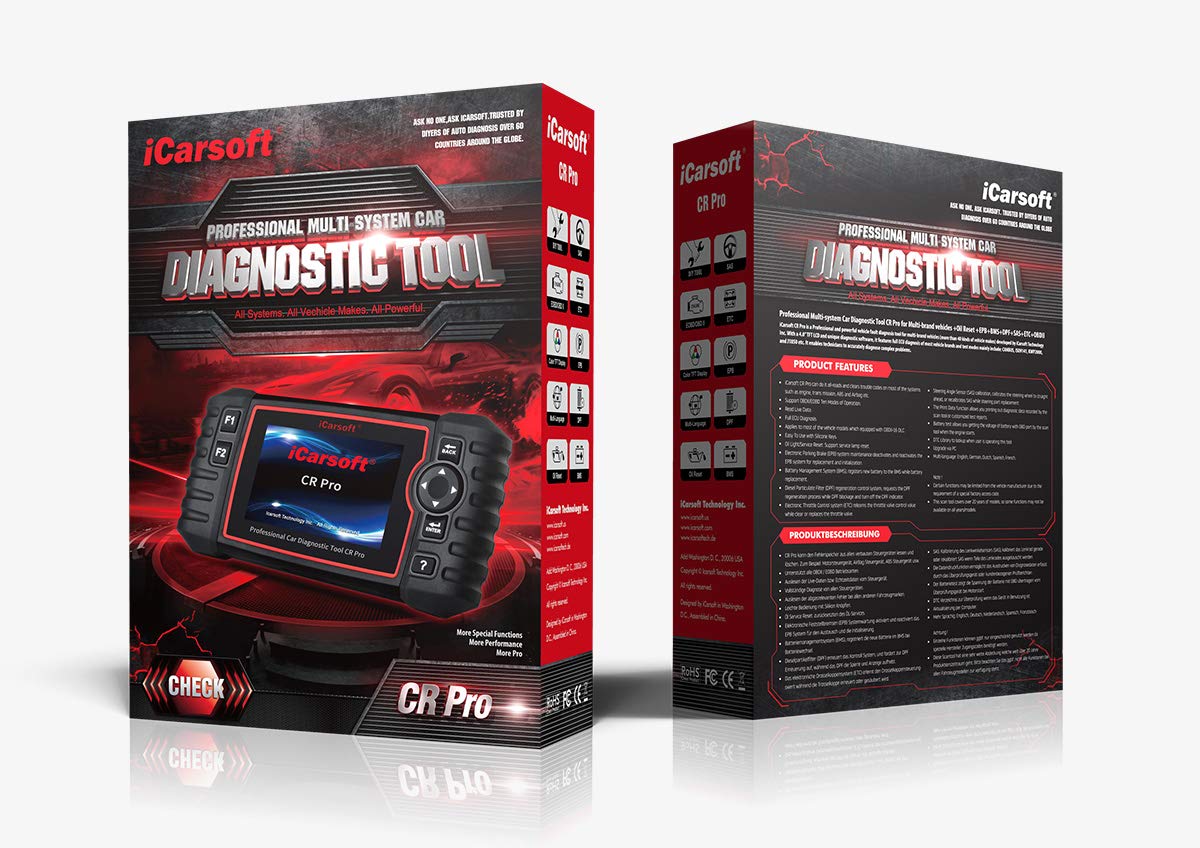 iCarsoft CR Pro Multi-Systems Diagnostic Scan Tool for Multi-Brand Vehicles +Oil Reset+EPB+BMS++SAS+ETC+BLD+INJ