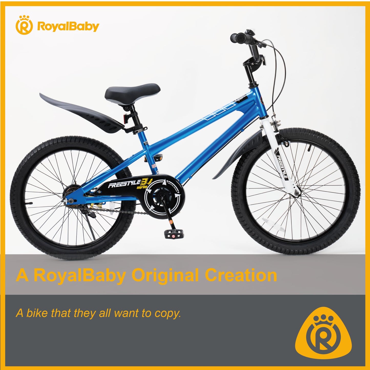 RoyalBaby Freestyle Kids Bike 20 Inch Wheel Bicycle Teens BMX with Dual Hand Brakes Kickstand Boys Girls Ages 6-10 Years, Blue