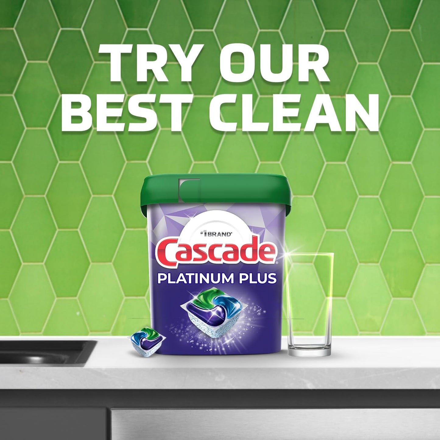 Cascade Platinum Plus Dishwasher Pod, Dish Detergent ActionPacs Dish Pods, Fresh, 52 Count