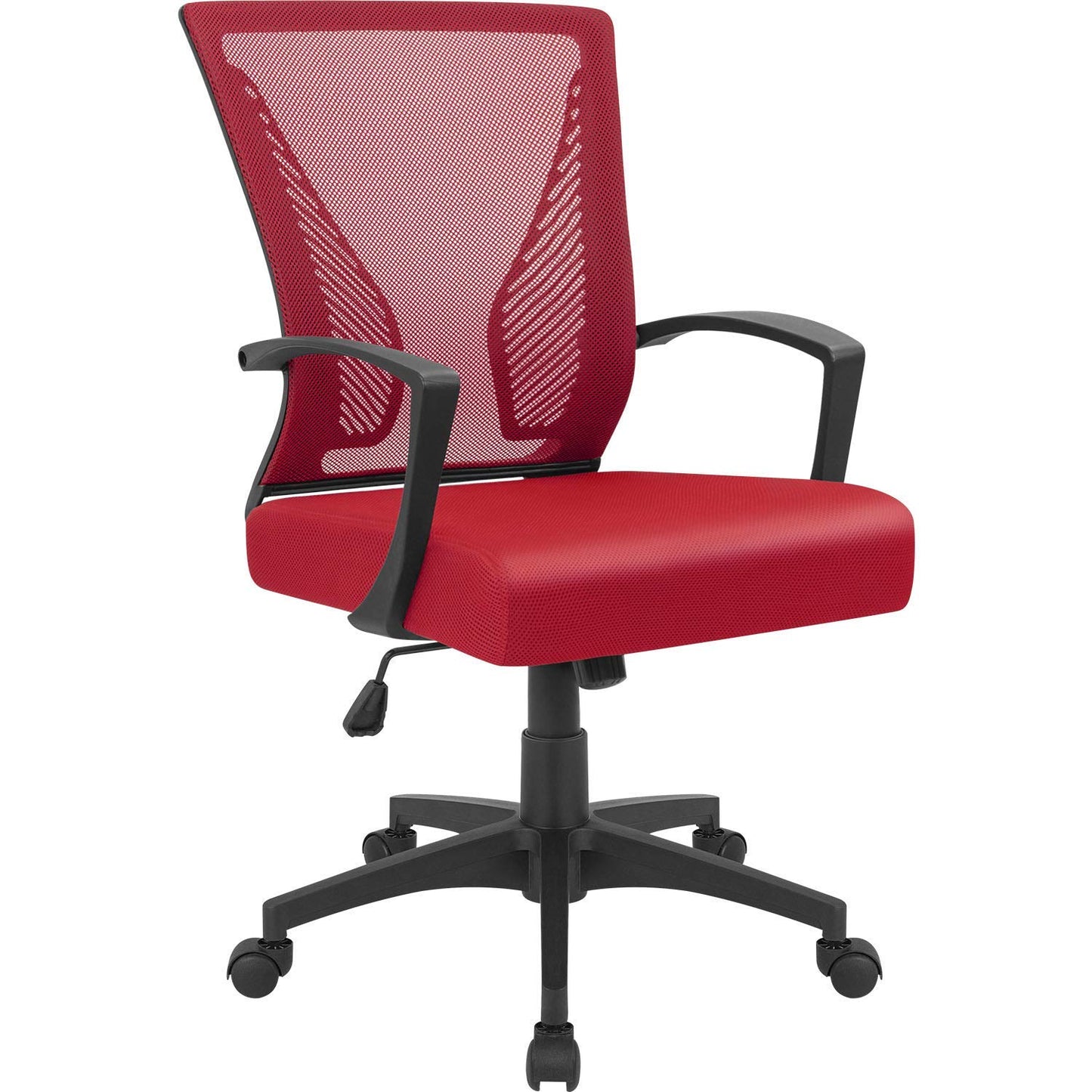 Furmax Office Chair Mid Back Swivel Lumbar Support Desk Chair, Computer Ergonomic Mesh Chair with Armrest (Red)