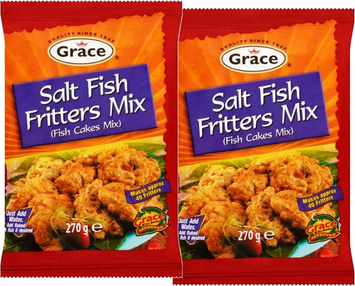 GRACE SALT FISH FRITTER MIX (FISH CAKES ) 9.5OZ 2PK