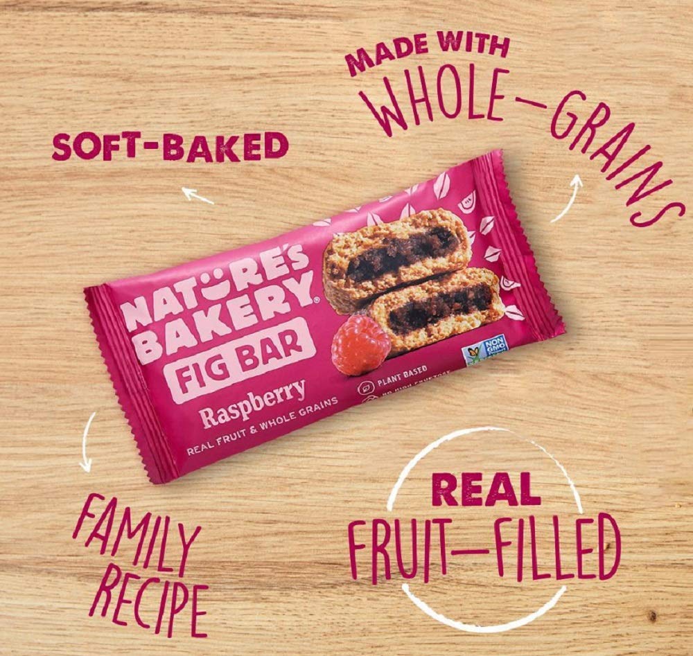 Nature’s Bakery Whole Wheat Fig Bars, Raspberry, Real Fruit, Vegan, Non-GMO, Snack bar, 1 box with 12 twin packs (12 twin packs) (1501080090)