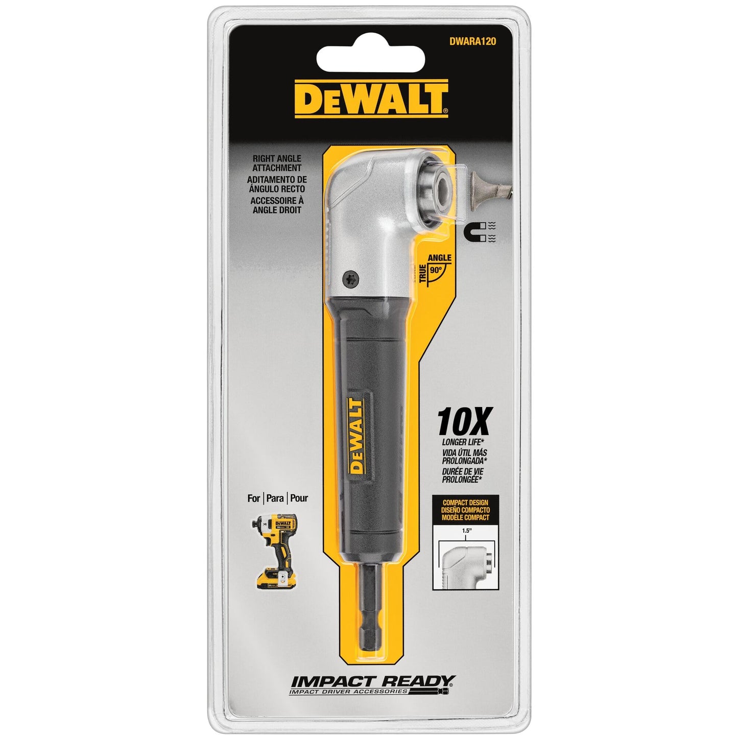 DEWALT Right Angle Attachment, Impact Ready, 1.5" (DWARA120)