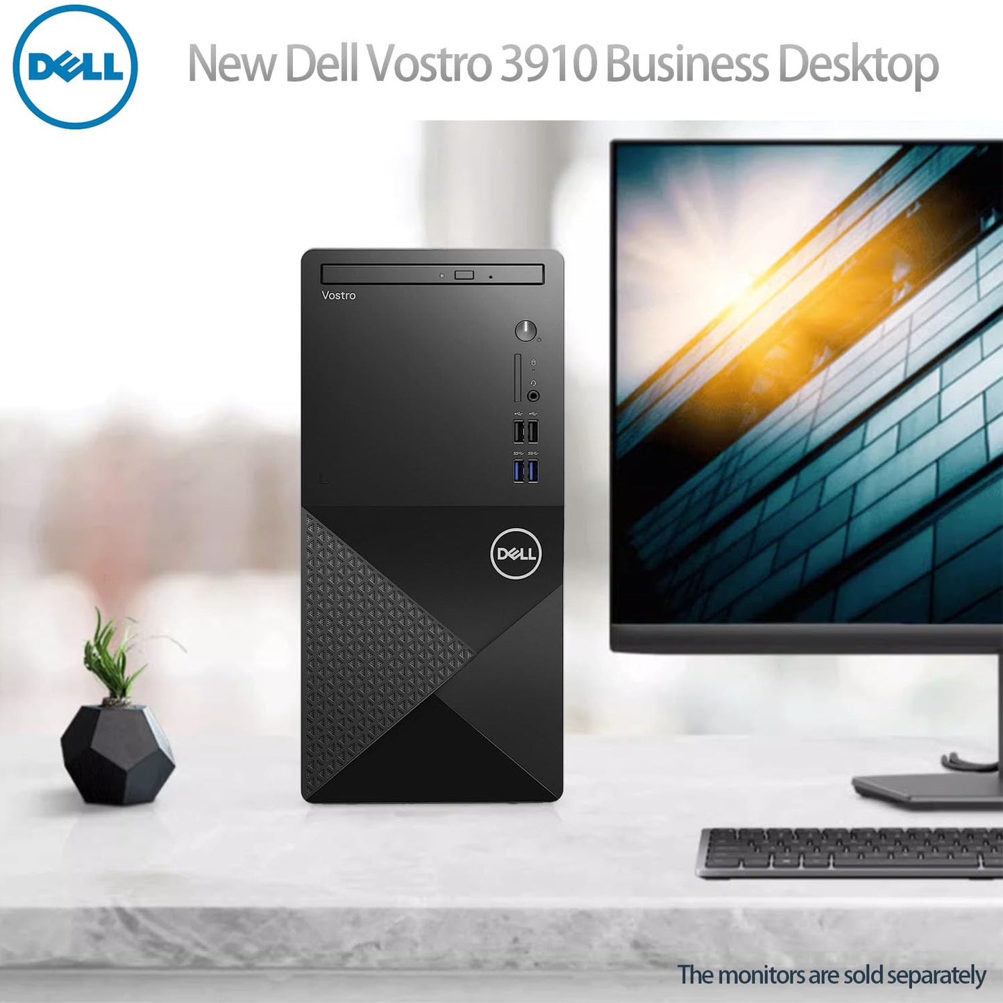 Dell Vostro 3910 Desktop Computer | 12th Gen Intel 4-Core Processor | 16GB DDR4 RAM | 256GB SSD + 1TB HDD | Intel UHD Graphics 730 | WiFi 6 | DVD-RW | Display Port | HDMI | Windows 11 Pro