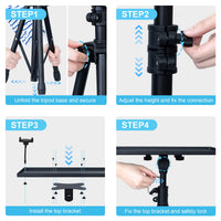 DECOSIS Projector Stand Tripod from 23" to 46", Laptop Tripod Stand Height Adjustable with Gooseneck Phone Holder, Laptop Floor Stand for Office, Home, Stage, Studio, DJ Racks Holder Mount