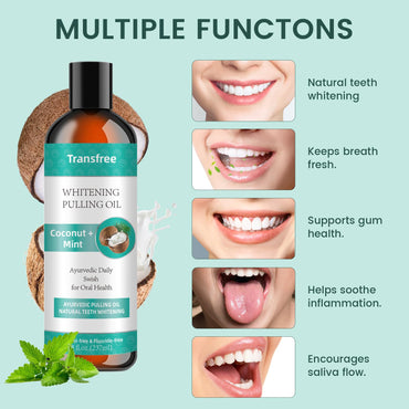 Coconut Pulling Oil, Mint Oil Scrape The Water with Tongue, Natural Pulling Oil for Coconut and Mint Oil Oral Care to Provide Teeth whitening and Fresh Breathing (1pcs)