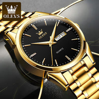 Black Gold Watch for Men,Day and Date Men Watch,Men Gold Tone Watch,Fashion Gold Men Watches,Male Watch,Business Waterproof Men Watch,Luxury Gold Men Watches,Luminous Man Watch,Dress Watch for Men