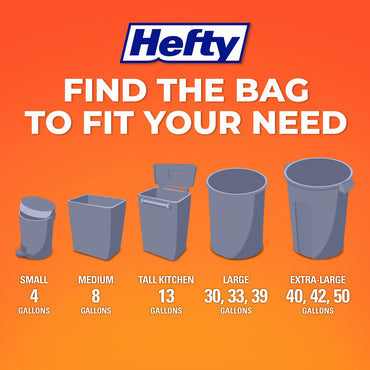 Hefty Small Garbage Bags, Unscented, 4 Gallon, 34 Count