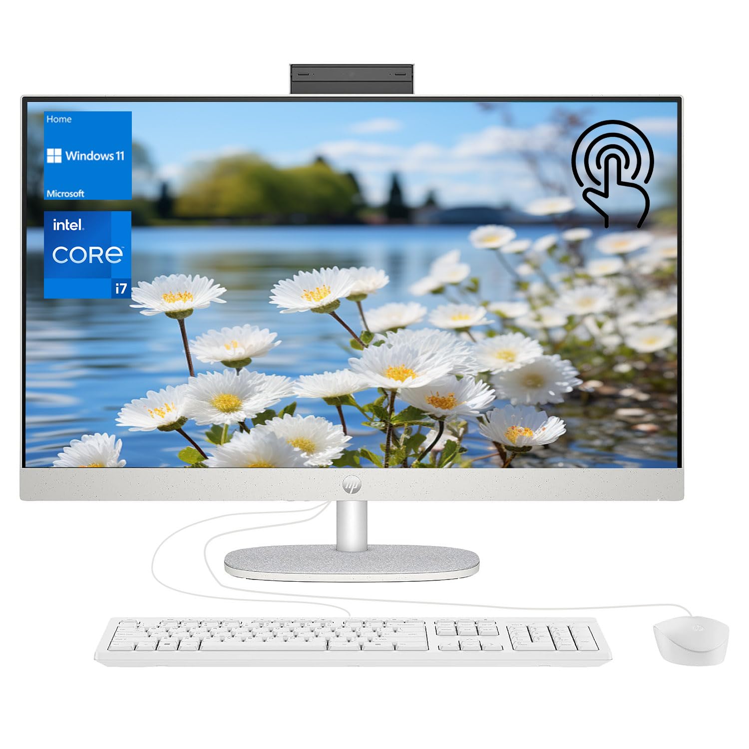 HP Essential All-in-One, 27" FHD Touchscreen, Intel Core i7-1355U, 64GB RAM, 4TB SSD, IR Camera, Wired Keyboard & Mouse, HDMI, RJ45, Wi-Fi 6, Windows 11 Home, White