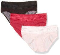 Warner's womens Blissful Benefits No Muffin 3 Pack Hipster Panties, Lk/Sangria/Black W/ Ladybug Dot Print, Small US