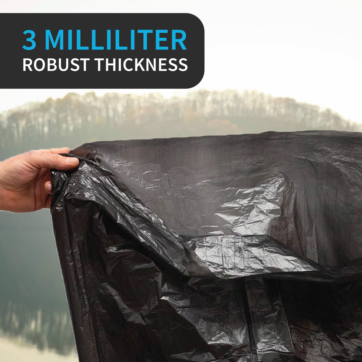 Heavy Duty Contractor Bags, 42 Gallon, 32.75" X 47" - 3 MIL Thick Large Black Industrial Garbage Trashbags for Construction and Commercial use