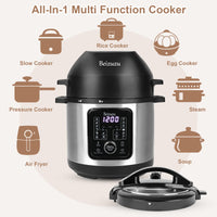 Pressure Cooker Air Fryer Combo: 6 Quart 8 in 1 Electric Pressure Cooker with Air Fryer Lid, Multi Cooker with Slow Cooker, Rice Cooker, Steamer, etc, Include Stainless Steel Fry Basket, Roast Rack