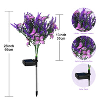 Solar Garden Lights, Solar Purple Lavender Butterfly Lights, Solar Artificial Flower Lights Outdoor Waterproof Decoration, Gardening Gifts for Women, Yard Patio Pathway Lawn Courtyard Decoration