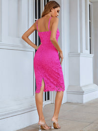 Lace Bodycon Spaghetti Dress - Elegant Backless Split Cami -  For Women -  Suitable for Weddings, Evening Events, Engagements & Ceremonies - Perfect Gift for Her