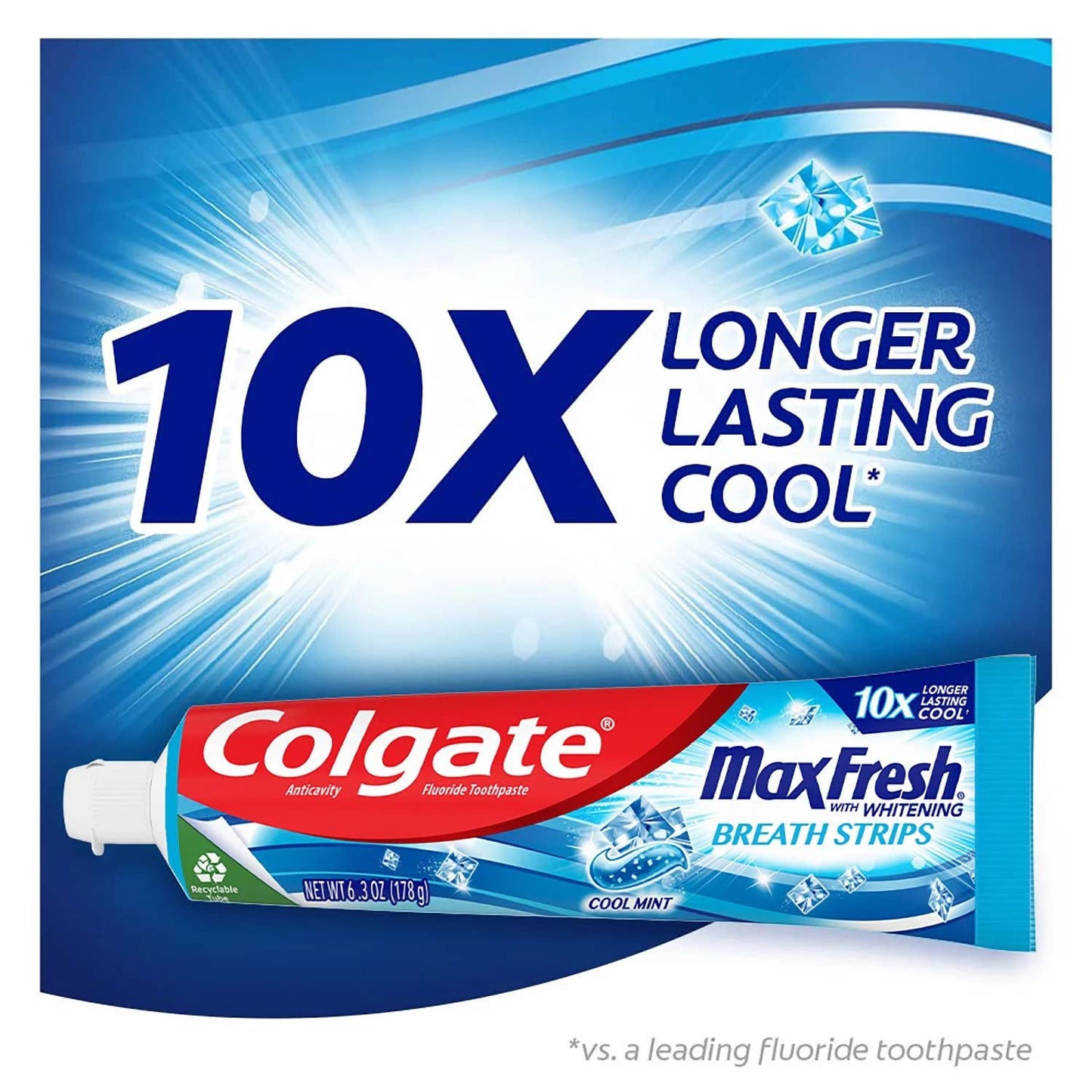 Colgate Max Fresh with Whitening Breath Strips, Cool Mint, 5-Pack 7.3 Ounces