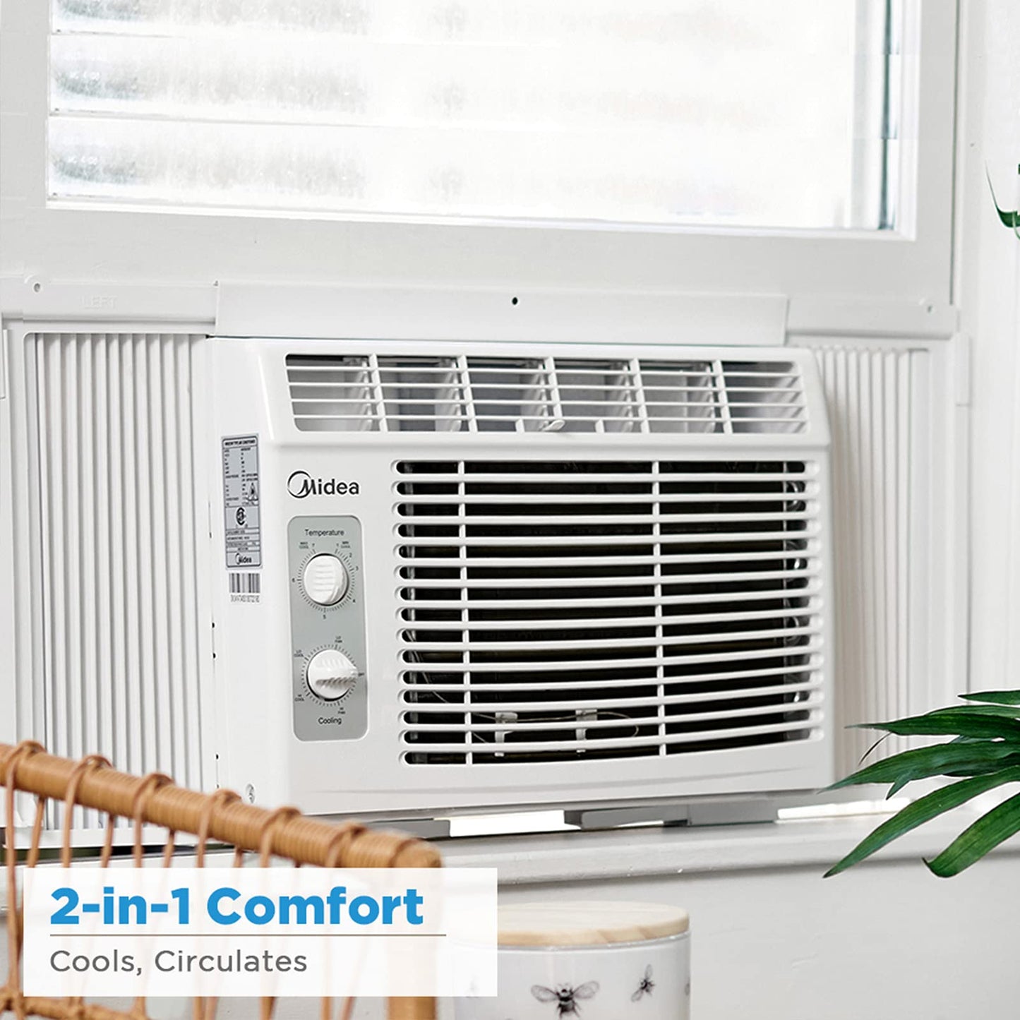 Midea 5,000 BTU EasyCool Small Window Air Conditioner - Cool up to 150 Sq. Ft. with Easy-to-Use Mechanical Controls and Reusable Filter, Perfect for Small Bedroom, Living Room, Home Office