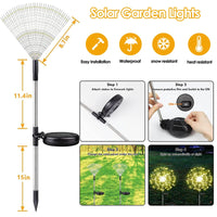 6 Pack Solar Garden Lights Outdoor, Solar Firework Lights Upgraded 540 LED Waterproof Solar Powered Sparkler Lights for Outside with 2 Lighting Modes for Garden Yard Outdoor Decor (Warm White)