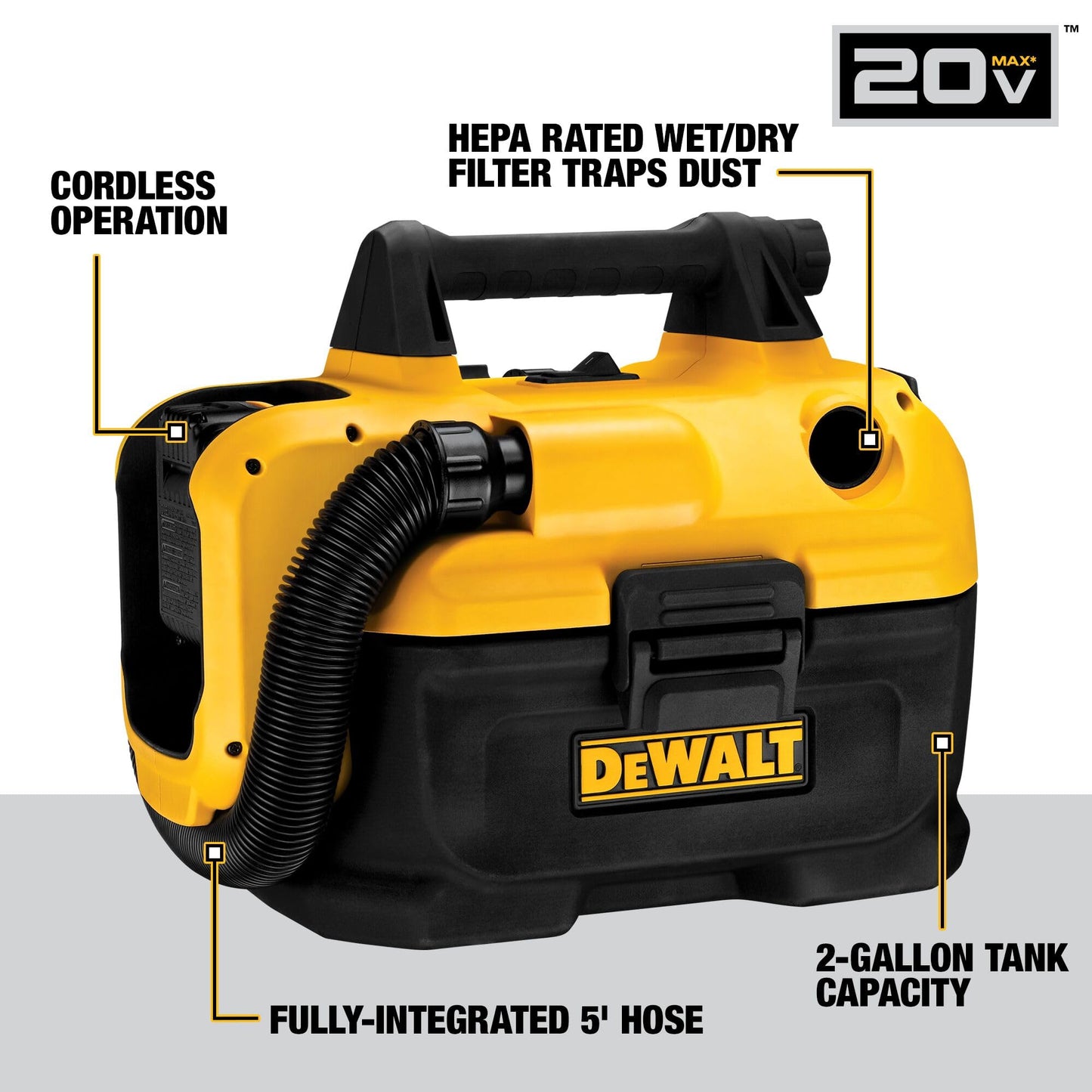 DEWALT 20V MAX Cordless Wet-Dry Vacuum, Tool Only (DCV580H)