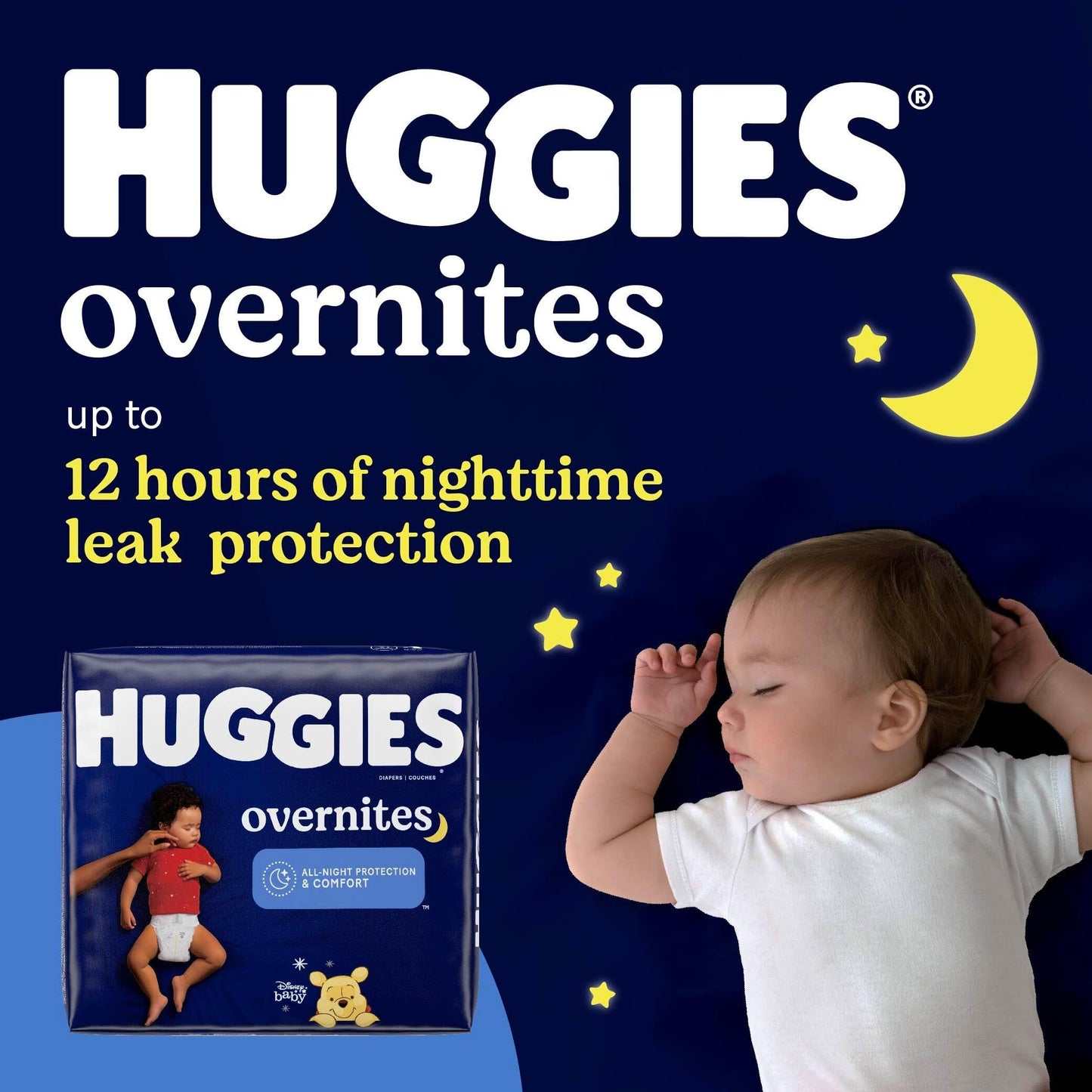 Huggies Size 3 Overnites Baby Diapers: Overnight Diapers, Size 3 (16-28 lbs), 132 Ct (2 Packs of 66)