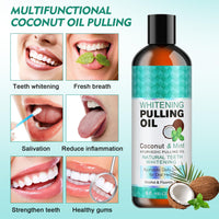 YCNASSS 2PCS Whitening Coconut Oil Mouthwash with Tongue Scraper, Coconut Oil Pulling for Oral Care to Help Fresh Breath, Teeth Whitening and Gum Health