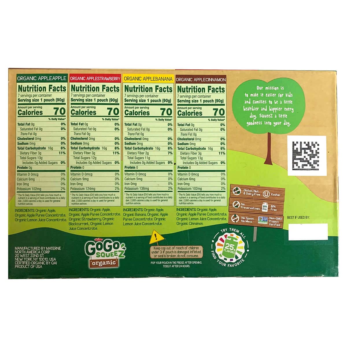 GoGo SqueeZ Organic Applesauce, Variety Pack, 3.2 Ounce (28 Count)