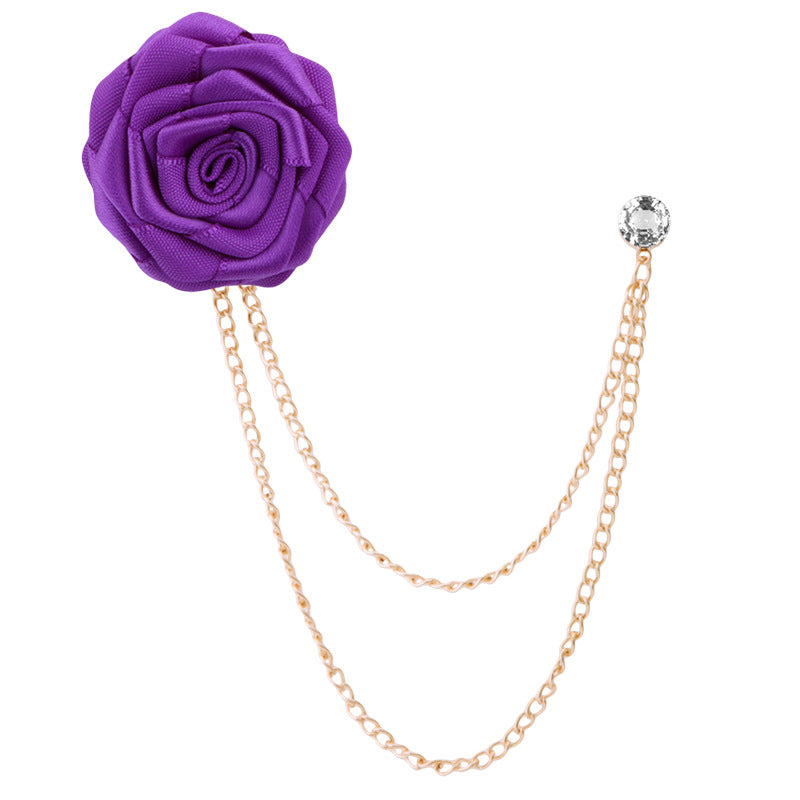 Men's Wedding Ceremony Groom Brooch - Handmade Rose Chain Brooch - For Grooms - Perfect for Wedding Occasions - Ideal Gift for Weddings & Anniversaries