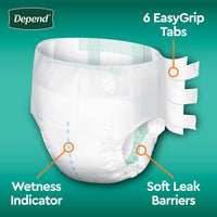 Depend Incontinence Protection with Tabs, Unisex, Large (35–49" Waist, over 170 lbs), Maximum Absorbency, 48 Count (3 Packs of 16)