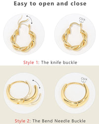 Adoyi Gold Hoop Earrings Set for Women Gold Hoops Twisted Huggie Hoops Earrings 14K Plated Gold Jewelry for Girls Gift Lightweight 9 Pairs Ear Cuffs Gold Jewelry for Women