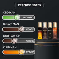 Men's Luxury Perfume Gift Set (4 x 0.68 fl. oz.) | Father's day Gifts | Klub, Oud, CEO, Goat Perfume | Masculine, Woody, Citrusy, Aromatic perfumes for men