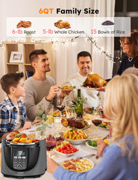 Nuwave Duet Air Fryer, Electric Pressure Cooker & Grill Combo, 540 IN 1 Multicooker with 3 Removable Lids that Slow Cook, Sears, Sautés, 18/10 SS Pot, Sure-Lock Safety Tech & 10 Deluxe Accessories