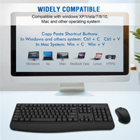 Wireless Keyboard and Mouse Combo, Full-Sized 2.4GHz Wireless Keyboard with Comfortable Palm Rest and Optical Wireless Mouse for Windows, Mac OS PC/Desktops/Computer/Laptops (Black)