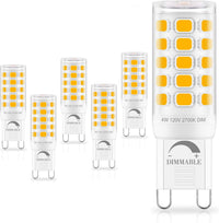 Sailstar G9 LED Bulb Dimmable 4000K Natural Daylight 6 Pack, T4 G9 4W Replacement for 40 Watts Halogen, Ceramic Bi Pin Base, 120V 400 Lumen 360°Beam Angle, G9 Light Bulbs for Chandelier