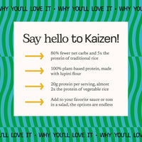 Kaizen Low Carb Keto Rice - Gluten-Free, High Protein (20g), Keto Friendly, Plant Based, Made with High Fiber Lupin Flour - 8 ounces (Pack of 3)