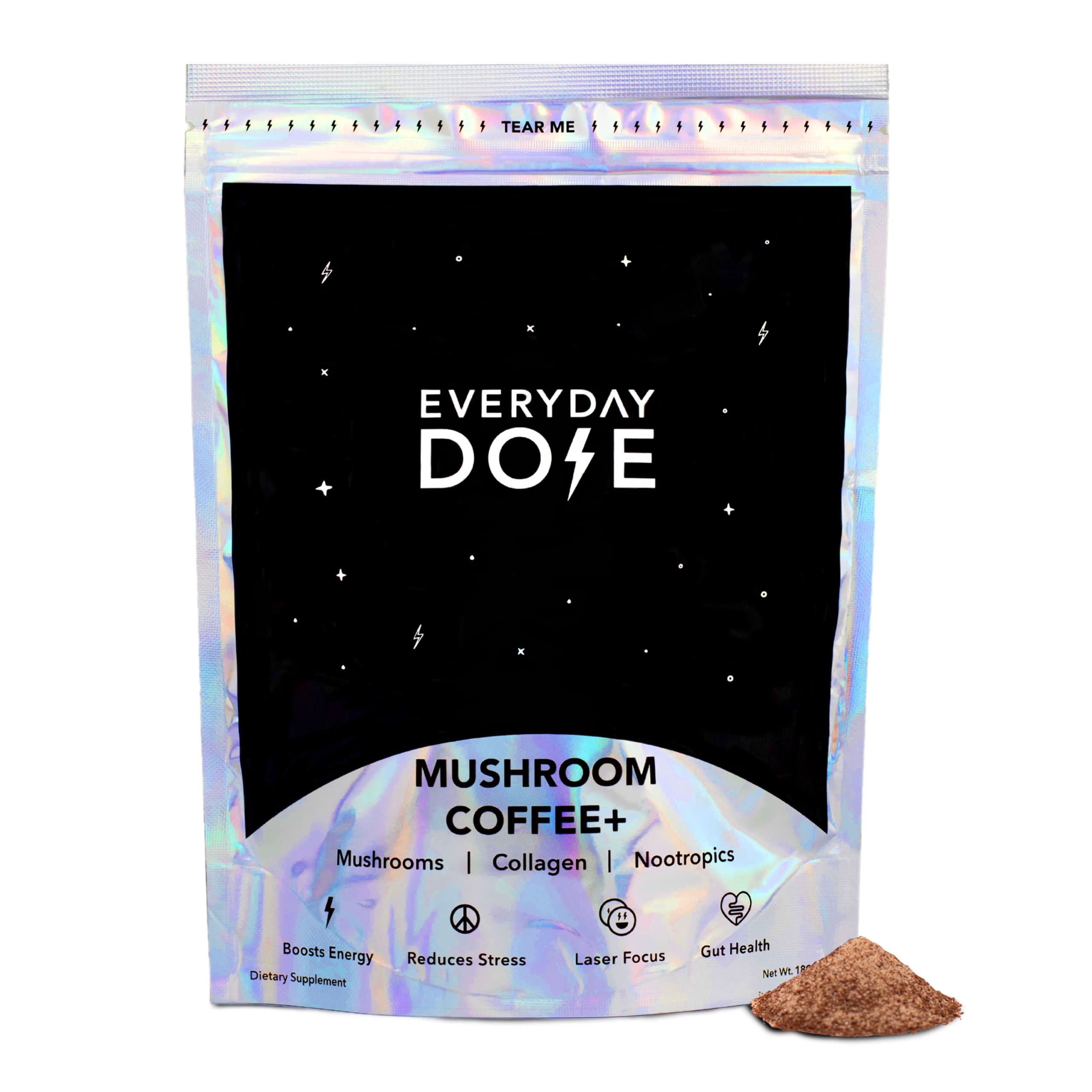 The Mushroom Latte by Everyday Dose | Premium Coffee Extract with Grass-Fed Collagen, Chaga, Lions Mane & L-Theanine for better Focus, Energy, Digestion and Immunity | 30 Servings Of Mushroom Coffee