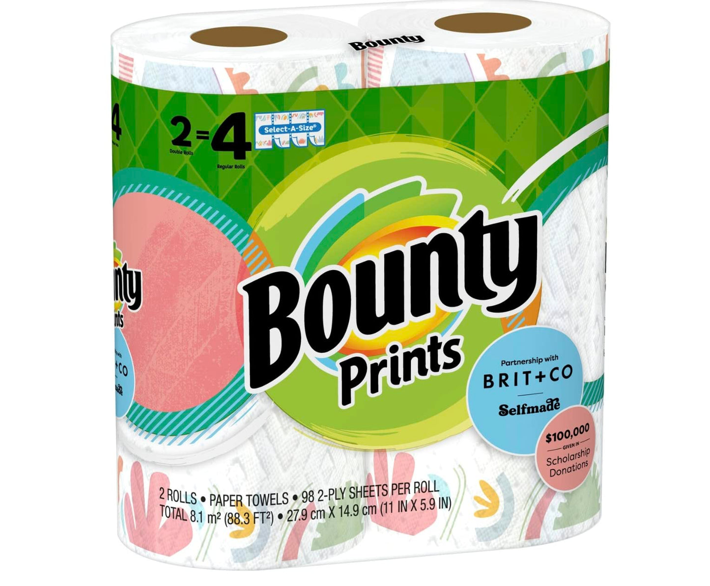 Bounty Paper Towels, Prints - 2 pk