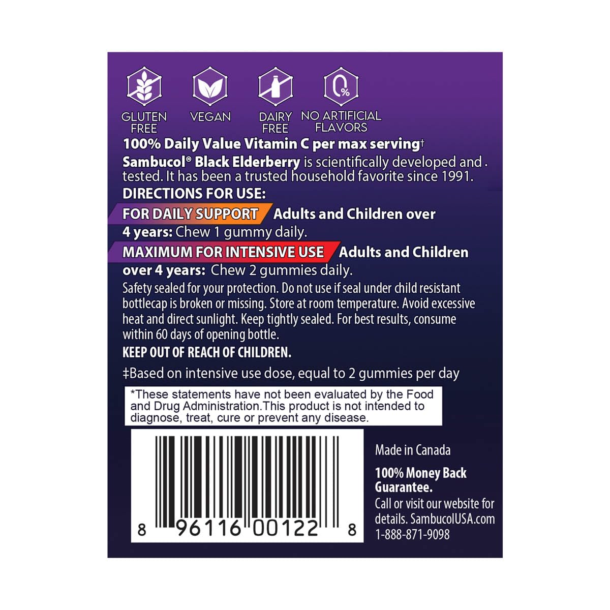 Sambucol Black Elderberry Gummies - Elderberry with Zinc and Vitamin C for Adults, Sambucus Elderberry Gummies, Immune Support Gummies - 30 Count