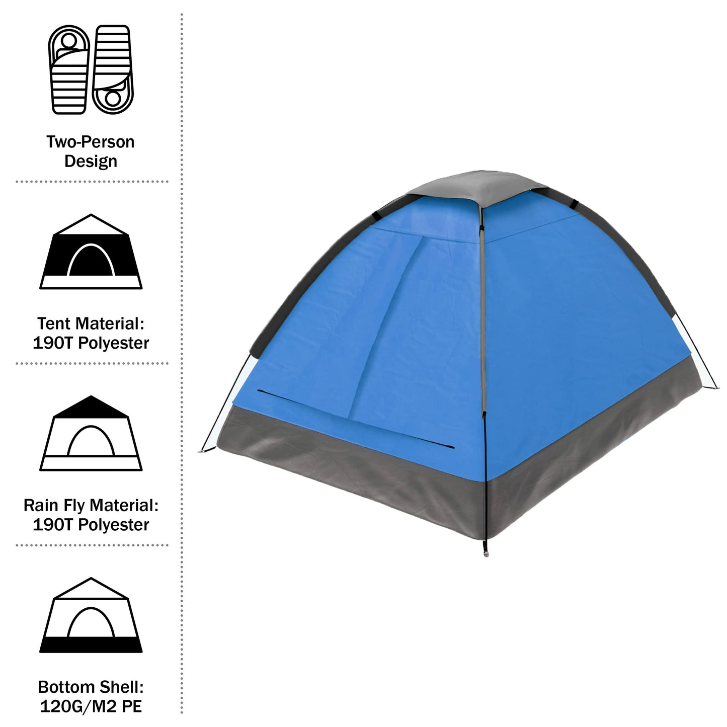 2 Person Tent – Rain Fly & Carrying Bag – Lightweight Dome Tents for Kids or Adults – Camping, Backpacking, and Hiking Gear by Wakeman Outdoors