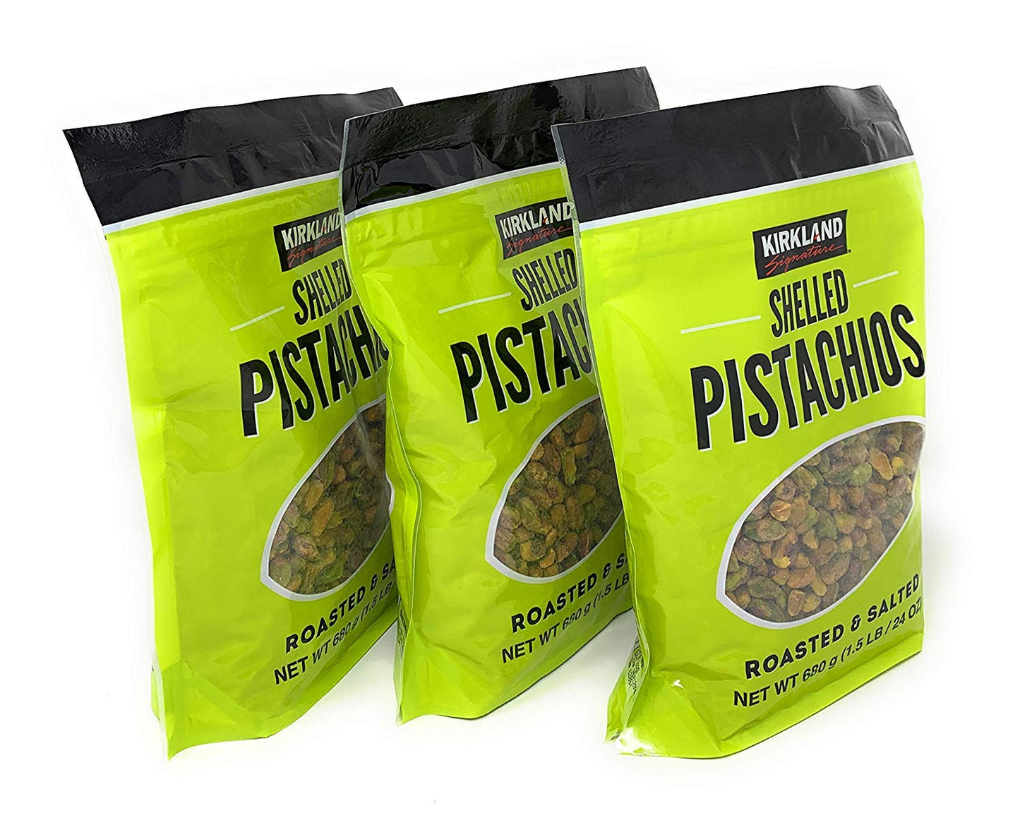 Kirkland Signature rIVapM Shelled Pistachios, Roasted & Salted, 24 Ounce (Pack of 3)