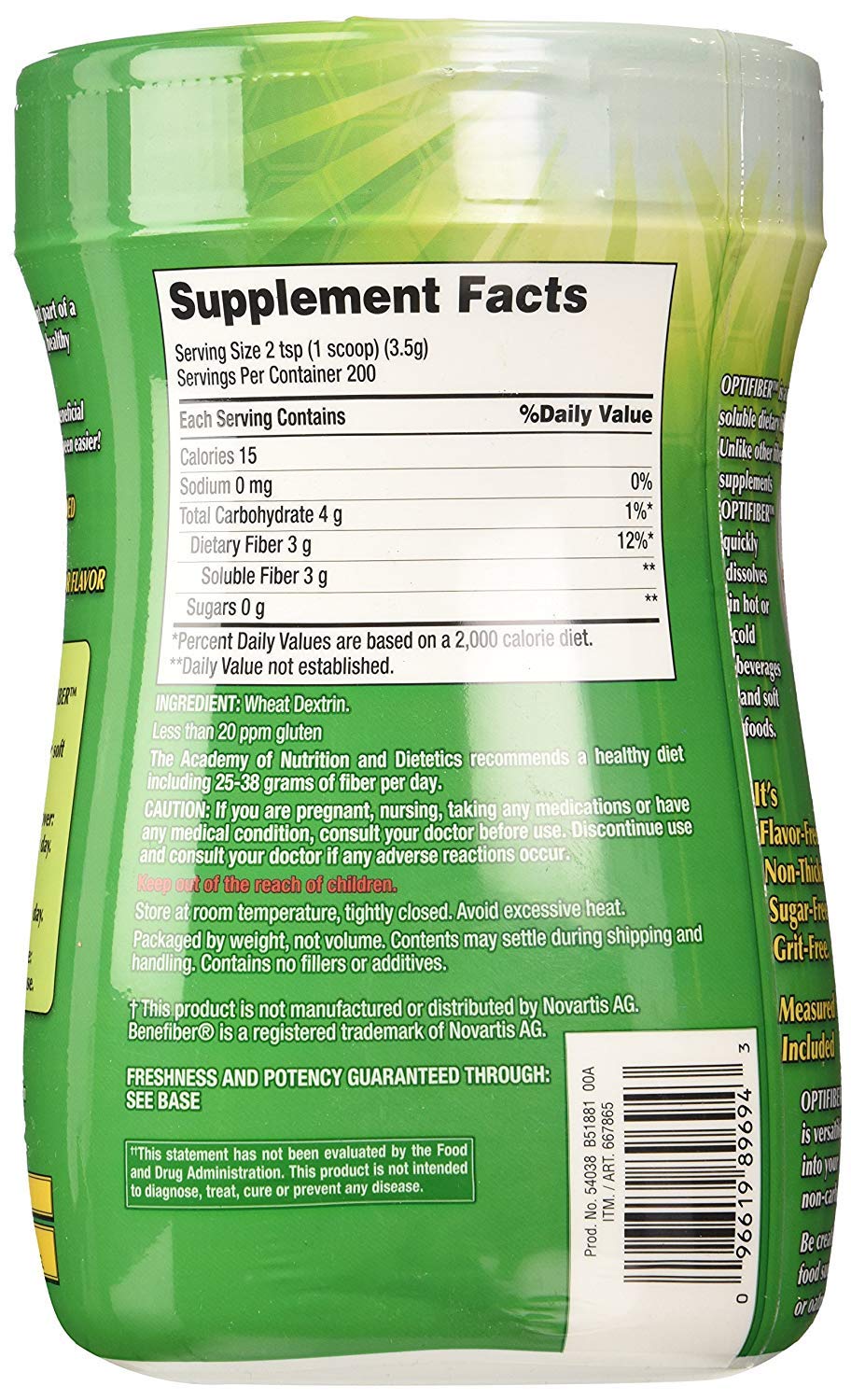 Kirkland Signature OPTIFIBER, 25.6 Ounces 190 Servings (2 Pack)