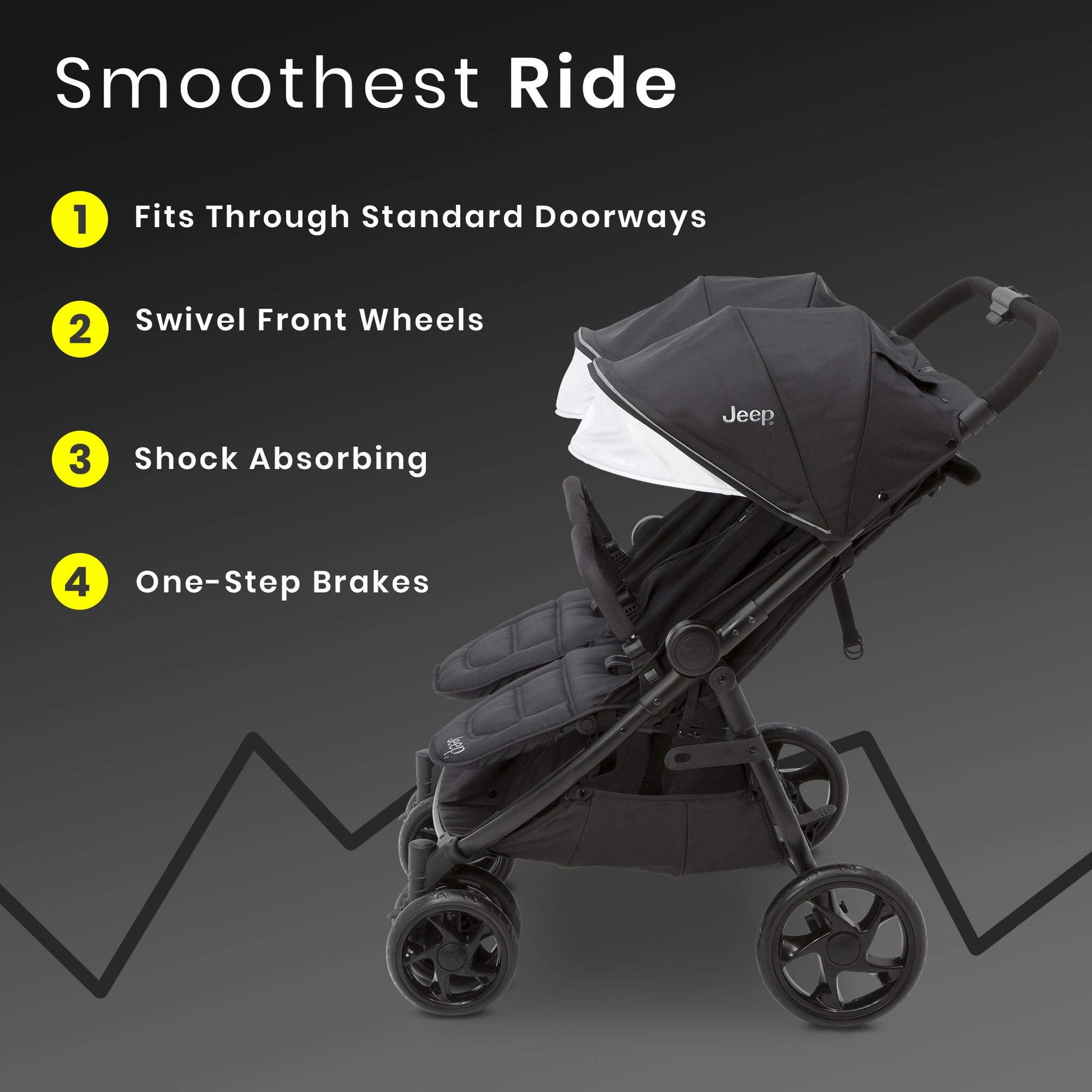 jeep stroller double Jeep Destination Ultralight Side x Side Double Stroller, Midnight – Mega Mart Center