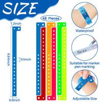 Jetec 48 Pieces Vinyl Wristband Plastic Event Wristband Colored Wristband for Events Concerts Carnivals Nightclubs, Multi-Color (Classic Style)