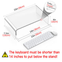 Beimu Acrylic Monitor Stand Riser Clear Laptop Stand for Desk Acrylic Monitor Riser for Desk Accessories Aesthetic Laptop Riser Clear Computer Stand White Office Supplies for Women Essentials